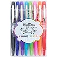 WallDeca Fine Point Felt Tip Pens (0.5mm), Vibrant Multi-Colored Writing Set With Smooth-Flowing Ink, No Bleed Markers for Journals and Note Taking, Everyday Writing and Colorful Doodling (8-Pack)