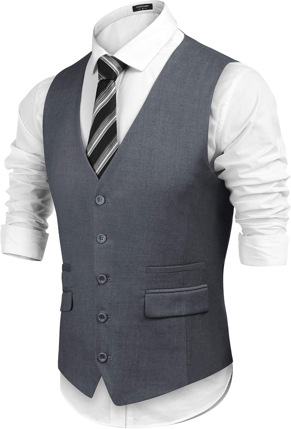 Large, Grey22 COOFANDY Mens Business Suit Vest,Slim Fit Skinny Wedding
