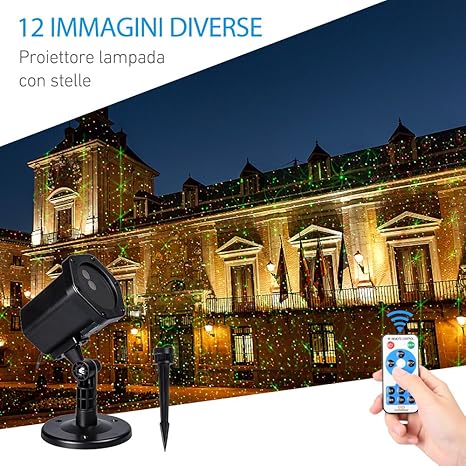 Decorazioni Natalizie Da Esterno.Proiettore Natale Luci Natalizie Da Esterno Decorazioni Natalizie Per Esterno Infinitoo Christmas Proiettore Impermeabile Per Natale Matrimonio Halloween Compleanno Discoteca Festa 12 Effetti Amazon It Illuminazione