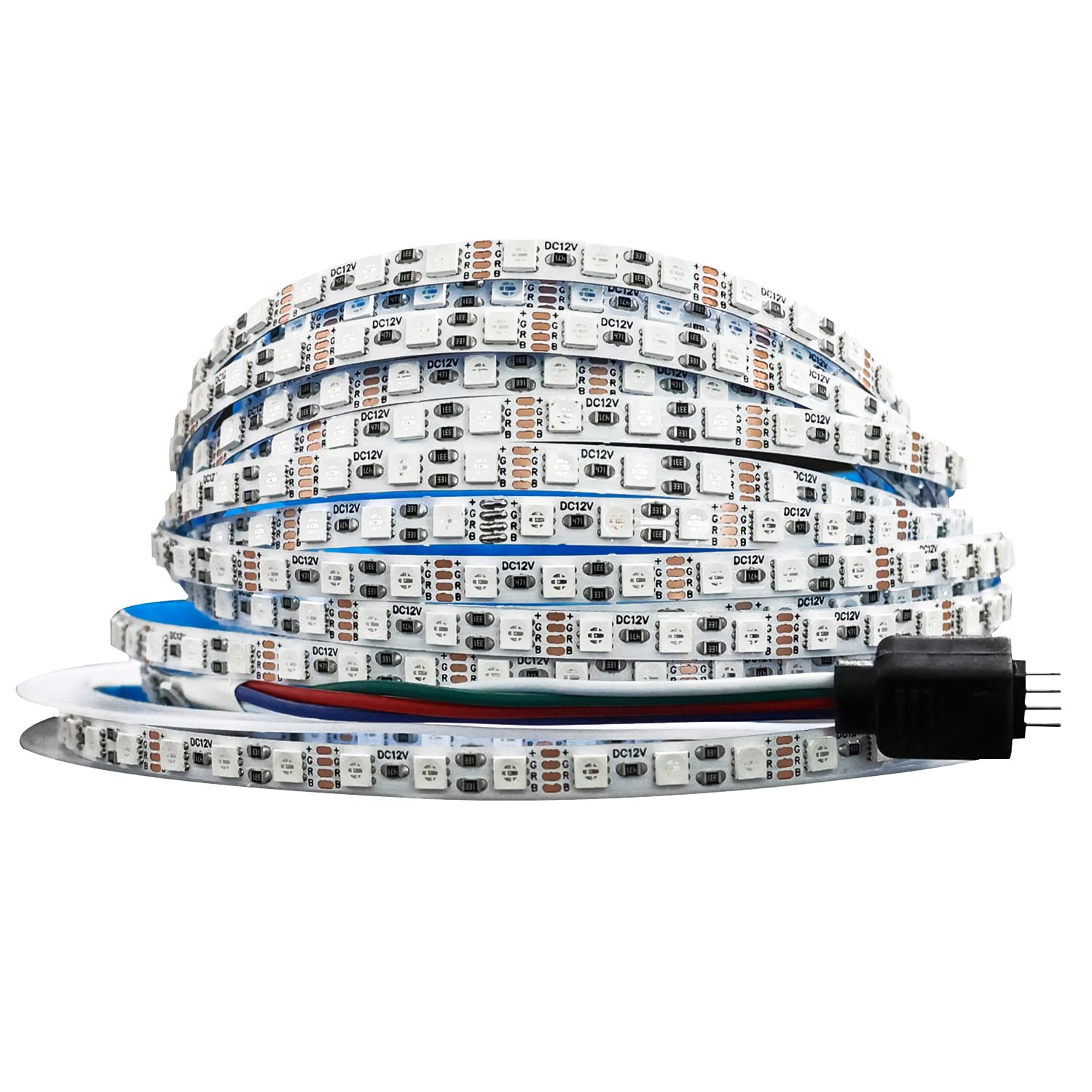 Tesfish 12V LED Strip Lights RGB, 5mm Wide Ultra Thin 5M LED Strip SMD 3535 IP20 Total 600 LEDs Color Changing LED Rope Lights Bar for Bedroom, Kitchen, Advertising Decoration