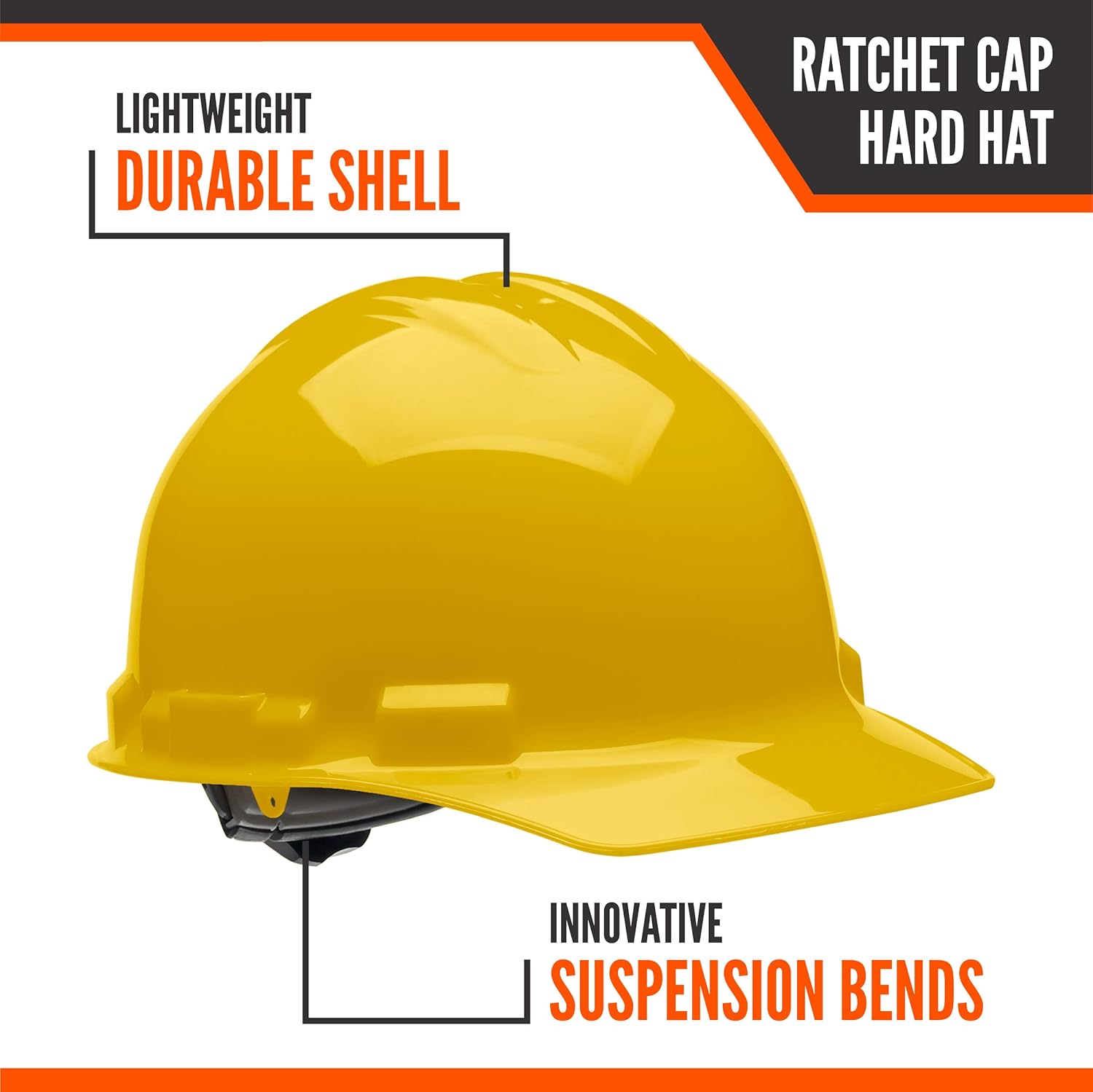 Malta Dynamics 4 pt. Ratchet Cap Style Hard Hat (1 Pack, Yellow) - - 