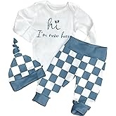 AGAPENG Baby Boy Clothes Newborn Boy Outfits Infant Letter Print Romper Long Pants Hat 3PCS Baby Boy's Clothing