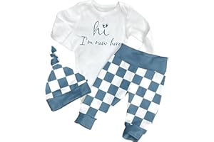 AGAPENG Baby Boy Clothes Newborn Boy Outfits Infant Letter Print Romper Long Pants Hat 3PCS Baby Boy's Clothing