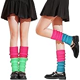 PT Haahoos 2 Pairs Neon Leg Warmers, 80s Accessories for Women, Retro Fashion Knit Legwarmers for Girls Dance Sports Yoga