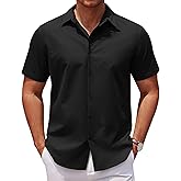 COOFANDY Men's Casual Short Sleeve Button Down Shirts Untucked Dress Shirts Wrinkle Free Summer Wedding Shirts Solid