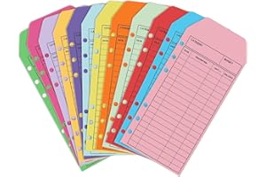 12-Pack Budget Envelopes with Punch Holes – Thick Cash Envelope System for Money Saving, Includes Expense Tracker Sheets, Sav