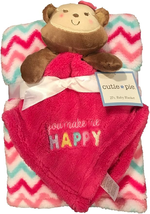 Amazon.com: Cutie Pie 2PC. Baby Monkey Blanket Set "You Make Me Happy
