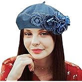 Gllutt Denim Beret Hat for Women Summer Thin Artist French Beret Hat Size Adjustable