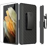 Ailiber Case for Samsung Galaxy S22 Ultra 5G, Galaxy S22 Ultra 5G Holster with Screen Protector, Swivel Belt Clip, Kickstand Holder, Slim Shockproof Shell Slide Phone Case for Galaxy S22 Ultra-Black