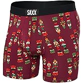 SAXX Underwear Co. Men's Ultra Super Soft Boxer Brief Fly, Nutcracker-Merlot, Small