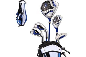 Precise X7 Kids Golf Clubs Set – Boys’ & Girls’ Junior Golf Set with Lightweight Graphite Shafts, Hybrid, Putter & Stand Bag