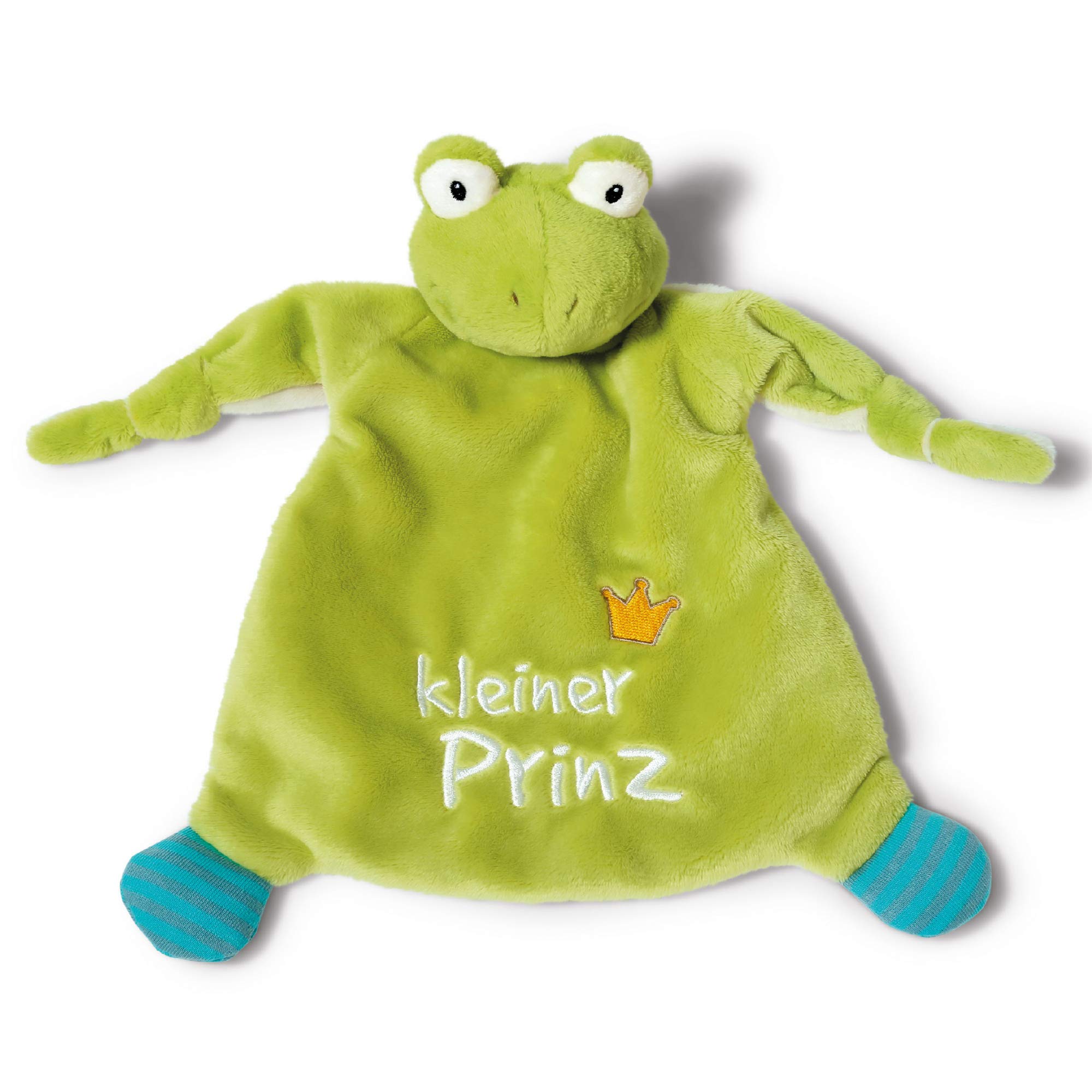 NICI 40045 Cuddly Blanket Frog 'Little Prince' 25 x 25 cm - Frog Cuddle Blanket from 0+ Months - Cuddly Toy for Babies & Toddlers