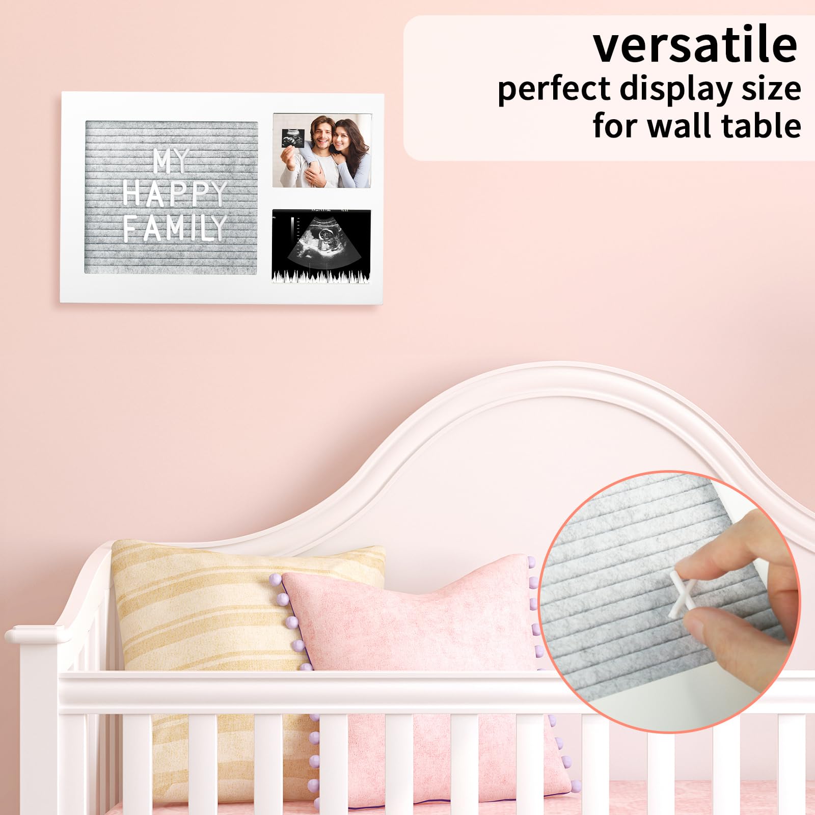 Pregnancy Reveal Kit - Felt Letter Board, Baby Bodysuit, Booties, Photo Frame, Bear Plush, Wood Blocks for Baby Announcement