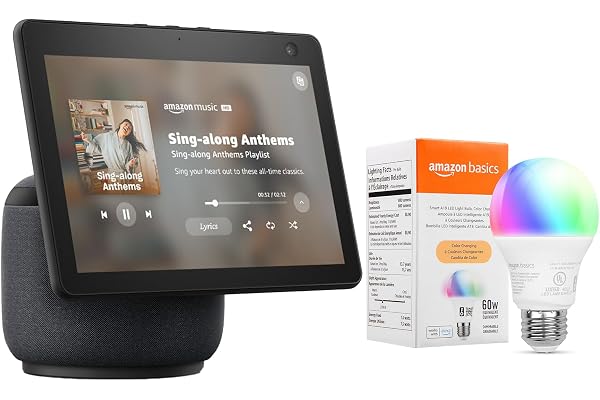 Echo Show 10 with Amazon Basics Smart Color Bulb