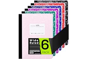 ONAVIA Composition Notebook Wide Ruled 6 Pack, 200 Pages (100 Sheets), 9-3/4 x 7-1/2, Marble Composition Books Bulk, Notebooks for School, Work, Hard Cover Comp Book, School Supplies, Assorted Colors