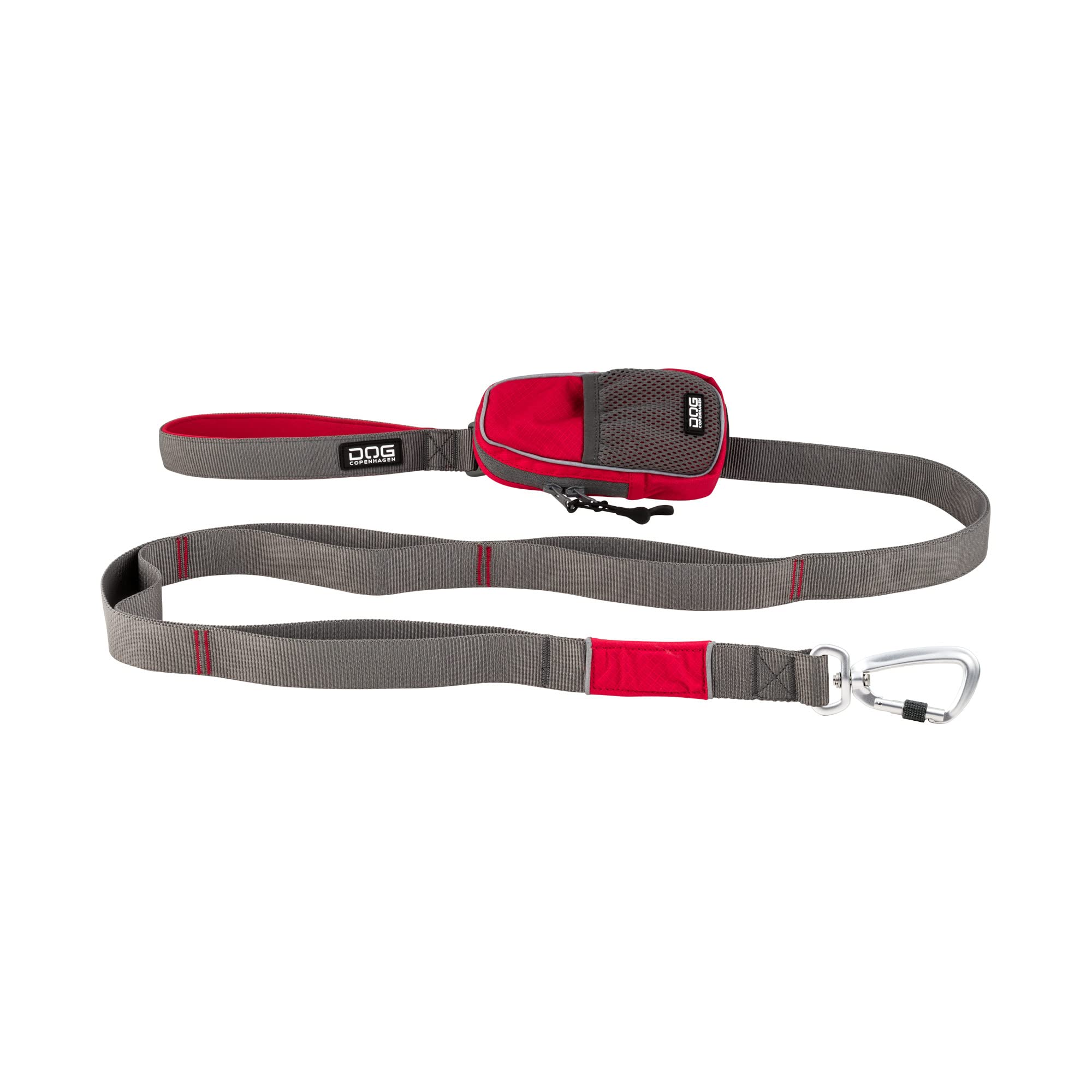 DOG Copenhagen Urban Trail Leash - Strong Dog Lead for Small, Medium and Large dogs - Padded Handle and Aluminum Carabiner - Puppy Lead, Classic Red, Size L