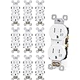 AIDA 15 Amps Outlets Duplex Electrical Receptacle Outlets,Weather Resistance & Tamper Resistant Electrical Receptacle, Wall Outlet,2 Pole,3-Wire, Self-Grounding, NEMA 5-15R,UL Listed 10 Pack, White