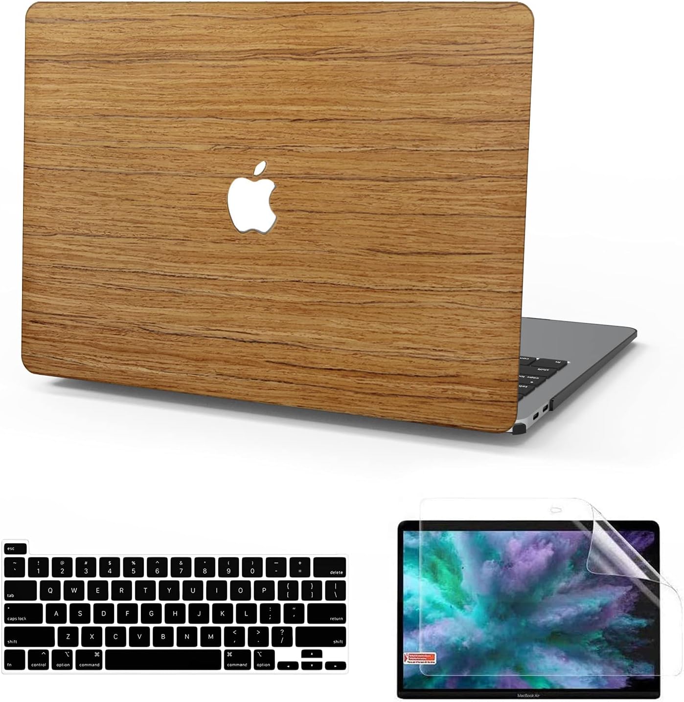 Anban Compatible with MacBook Pro 16 Inch Case 2021 2020 2019 Release A2141, Slim Wooden Hard Protective Shell Cover with Keyboard Cover & Screen Protector, MacBook Pro 16 with Touch Bar & Touch ID