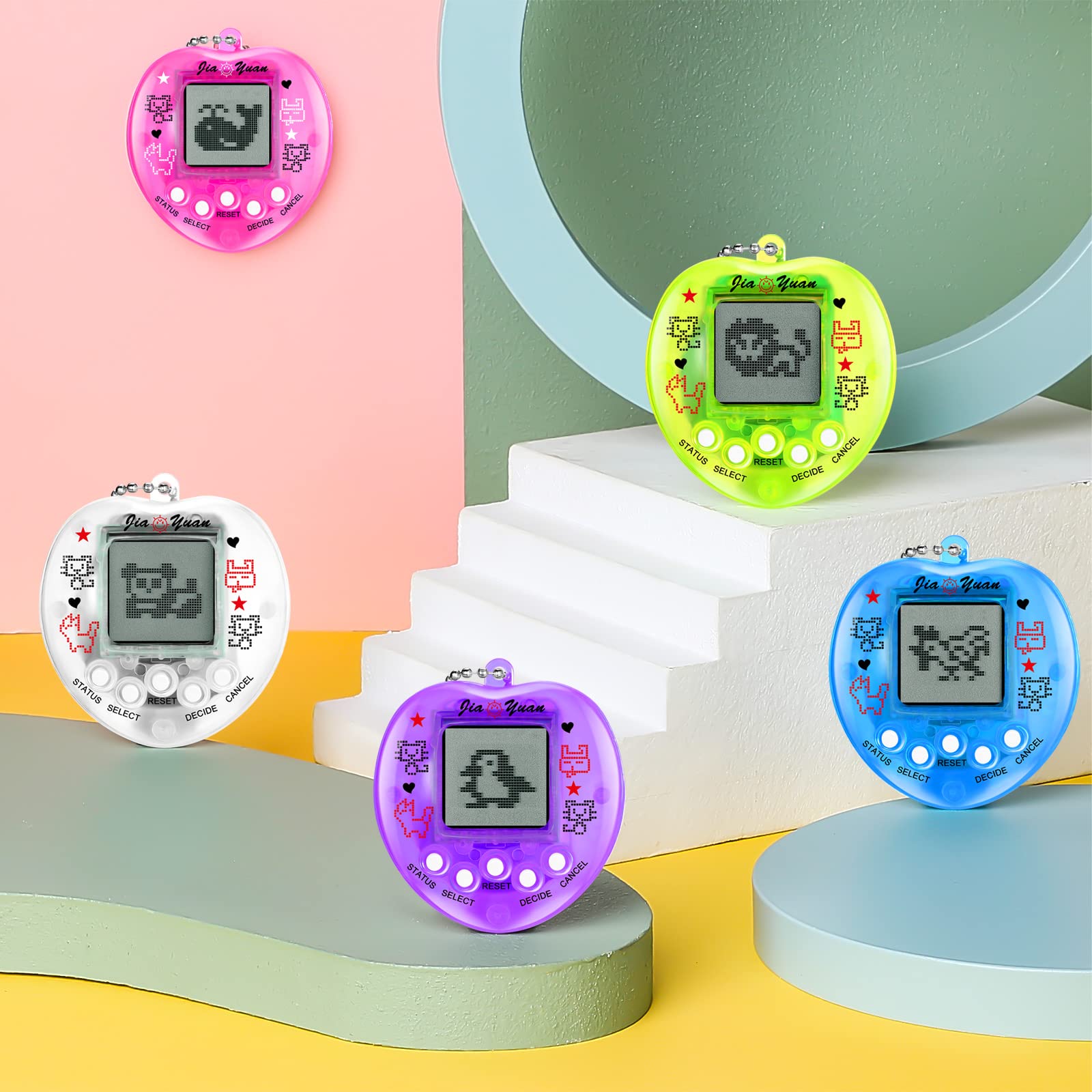 Sosation 24 Pcs Virtual Electronic Digital Pets Keychain for Kid Teen Toys for Birthday Party Favor Fillers Goodie Bags Stuffers Bulk Retro Handheld Nostalgic 90s Pets Game Gift Bulk(Plain)