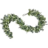 GOVIRAYE 6FT Artificial Eucalyptus Garland – Non-Shedding Greenery Vine for Farmhouse, Wedding & Home Decor