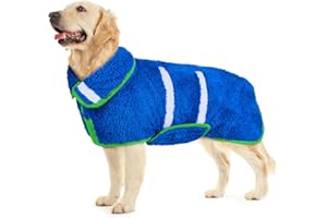 HEDGEINK Dog Bathrobe, Super Soft Dog Robe Quick Drying Dog Towels for Drying Dogs Large, Adjustable Dog Robes for After Bath, Dog Clothes and Dog Dryer XL