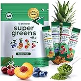 Rewind Best Tasting Vita Variety Sample Stick Pouch - Super Greens Powder Packets - Delicious Green Juice Drink Mix with Amazing Flavor - Over 40 Superfoods - Variety Pack (12 Sticks)