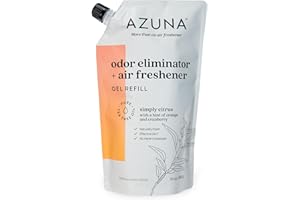 Azuna All-Natural Odor Remover Gel Refill Pouch | Air Purifier with Tea Tree Oil | Plant-Based & Long Lasting | for Pet Odors, Smoke & Strong Odors | Simply Citrus, 24 oz.