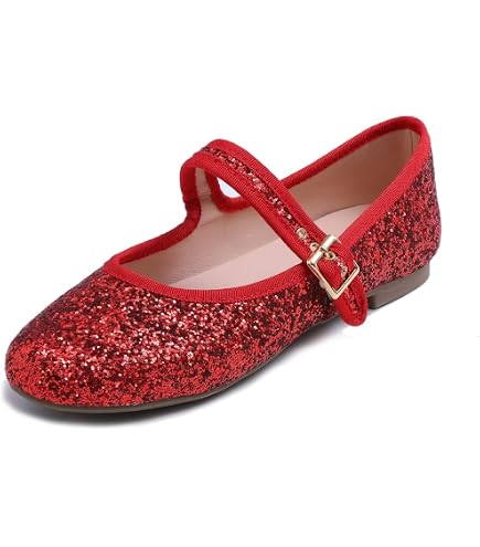 Haysandy Red Dress Shoes for Women Glitter Heels Women Costume Princess Shoes with Socks (5.5)