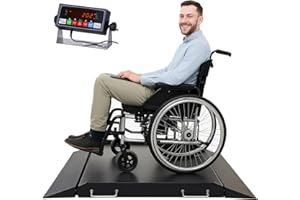BIZAUTOM Wheelchair Scale | Improved 2025 Pro Version with Separate Ramps Preventing Flipping | 1000 lb Capacity 0.1 lb Accuracy | Dual Ramp Design | Digital Medical Scale for Home Use, Senior Care & Clinics