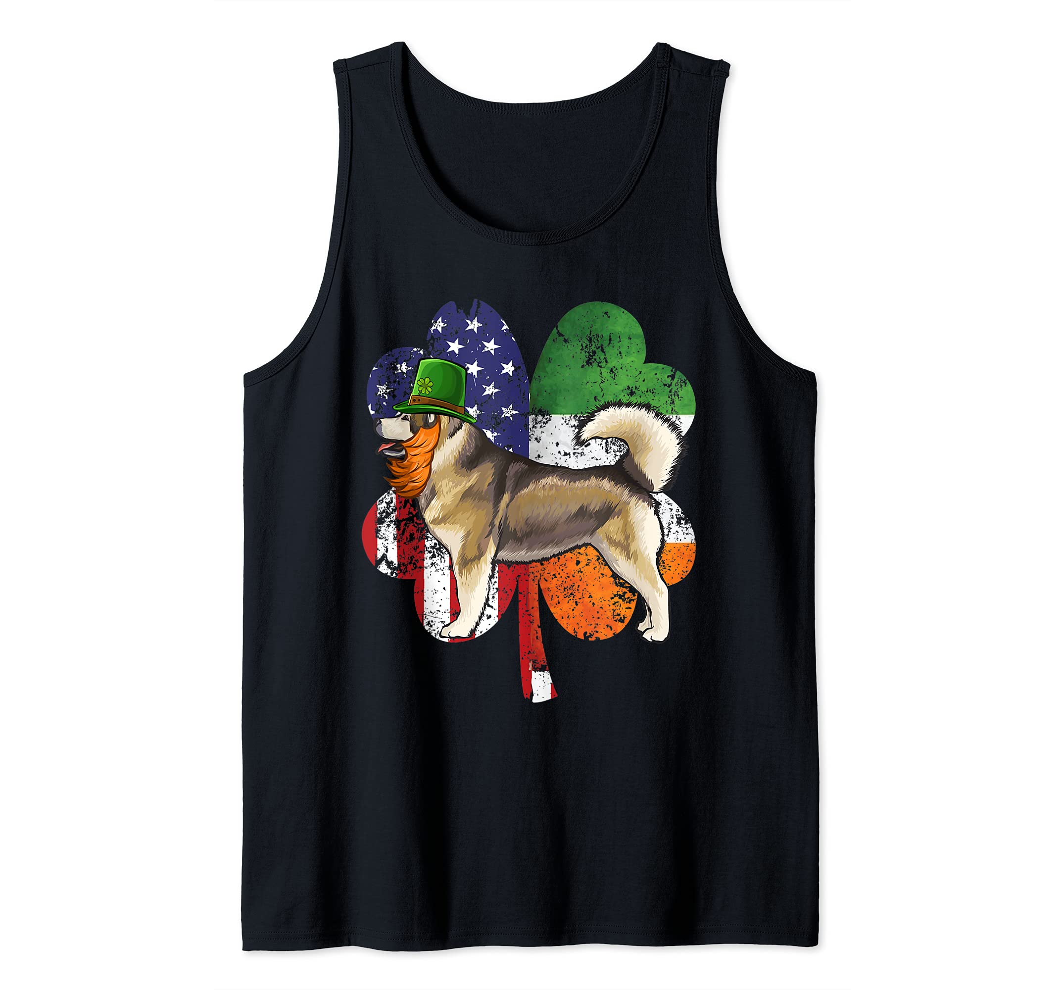 St Patricks Day Irish American Flag Alaskan Malamute Dog Tank Top