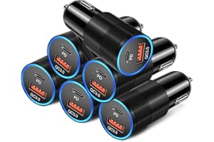 USB C Car Charger 6 Pack, Bangfun 36W Dual Port QC+PD 3.0 Fast Charging Cigarette Lighter Adapter 12V USB-C & USB-A Car Phone