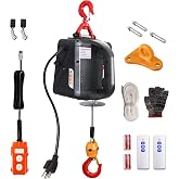 TKK 3 in 1 Electric Hoist Winch, 1540lbs Capacity, Portable with Wire and Wireless Remote Control, 120V, 25ft Lifting Height, Overload Protection