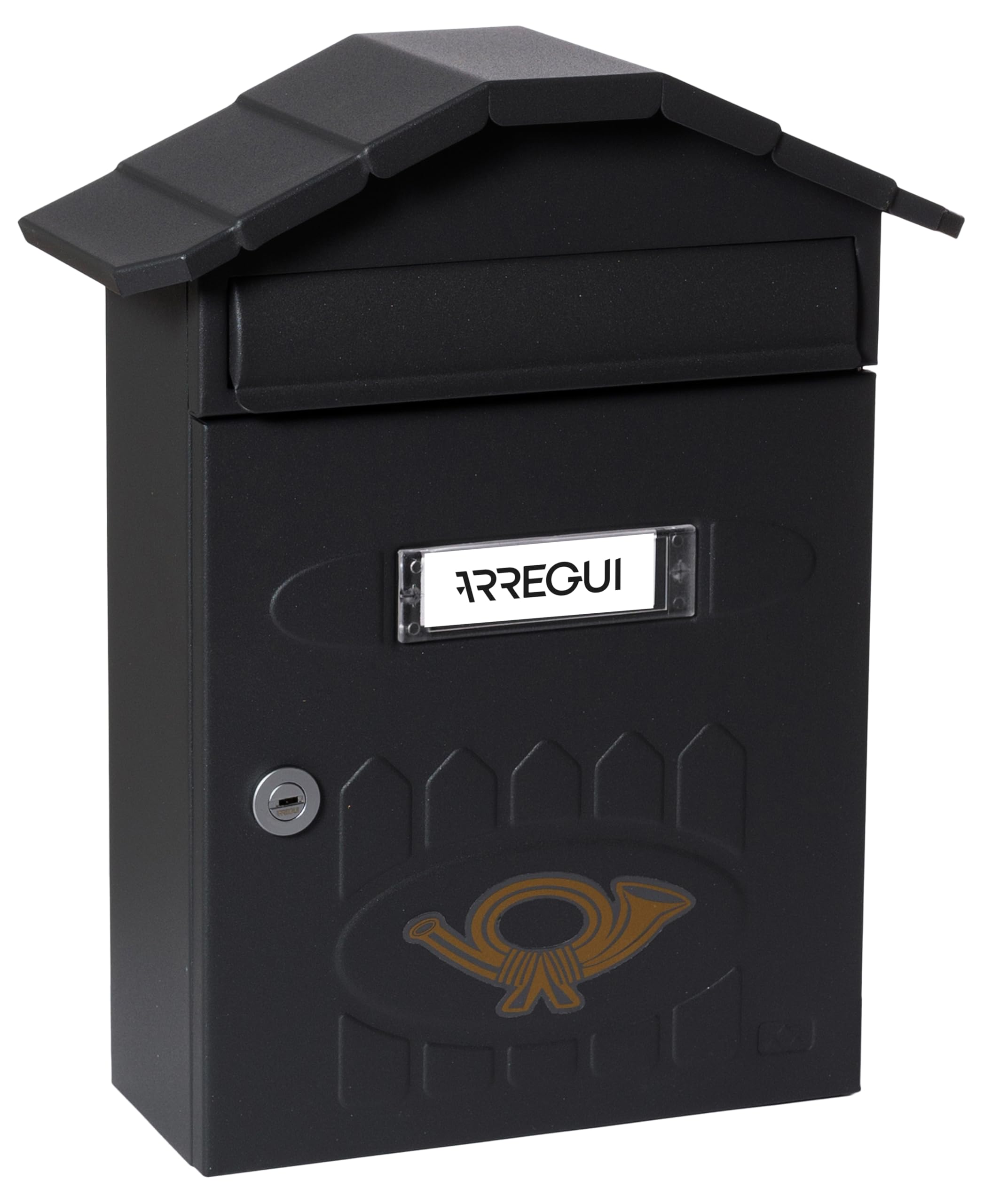 Arregui Villa - Outdoor Letterbox (Steel, 360 x 298 x 120 mm), Black, E5004