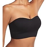 PRETTYWELL Strapless Bra for Women Ribbed Seamless Non-Slip Comfort Padded Wireless Bandeau Bras Wireless Tube Top Bra