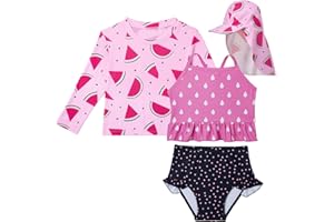 LILIAN&GEMA Lilian & Gema 4-Piece Baby Toddler Girl Swimsuit Set - Tankini & Rash Guard Girls Bathing Suit with UPF 50+ Sun Protection