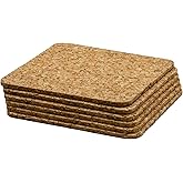 Go4Cork Cork Square Coaster Set of 6-95x95x3mm (3.74"x3.74"x0.12") | Heat Resistant, Reusable & Easy to Clean | Suitable for All Beverage Types