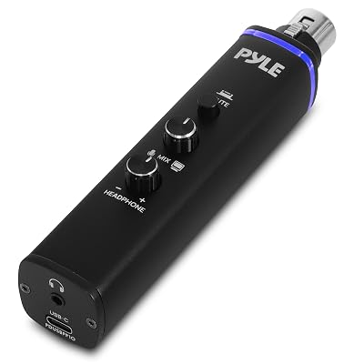 Pyle Microphone XLR-to-USB Signal Adapter - Universal Plug and Play XLR Mic to PC Adaptor for Digital Recording w/ Mix Audio Control, +48V Phantom Power, Headphone Volume, USB Cable - PDUSBPP10
