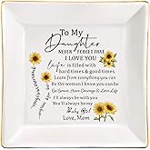 JOYKWE Ceramic Jewelry Ring Dish for Women Her, Christmas Birthday Wedding Day for Daughter Mom Grandma Coworker Aunt Best Firends Bonus Daughter, Jewelry Tray Keepsake