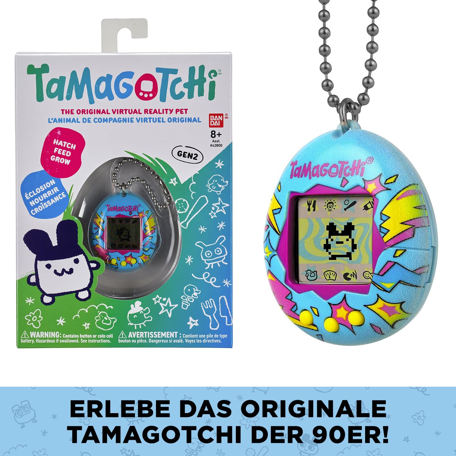 Bandai - Tamagotchi - Tamagotchi Original - Lightning - Elektronisches virtuelles Tier mit Farbdisplay, 3 Tasten und Spielen - Interaktives Tier auf Deutsch - Kinderspielzeug ab 8 Jahren - 42923 2