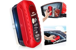 luseyfj Automotive Oil Film Cleaning Brush, Upgraded Antifog & Rainproof Glass Cleaning Board, Reusable Glass Oil Film Remover for Car Windows & Windshields (Red)