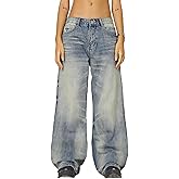 Aelfric Eden Baggy Jeans Womens Washed Wide Leg Jeans High Waist Casual Y2k Streetwear Vintage Straight Denim Pants