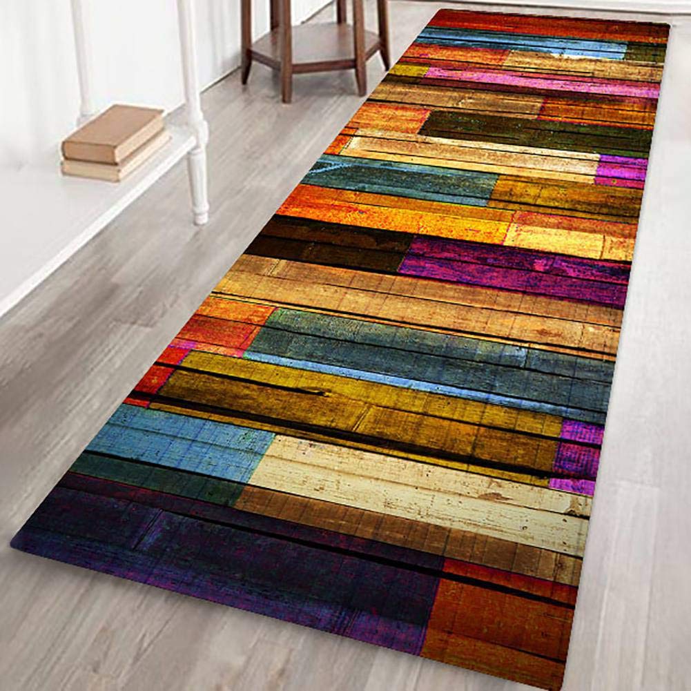 Yehapp carpet runner for hallway kitchen bedroom living room - long wood grain anti-slip runner, kitchen runner 40x60cm / 50x80cm / 40x120cm / 60x180cm