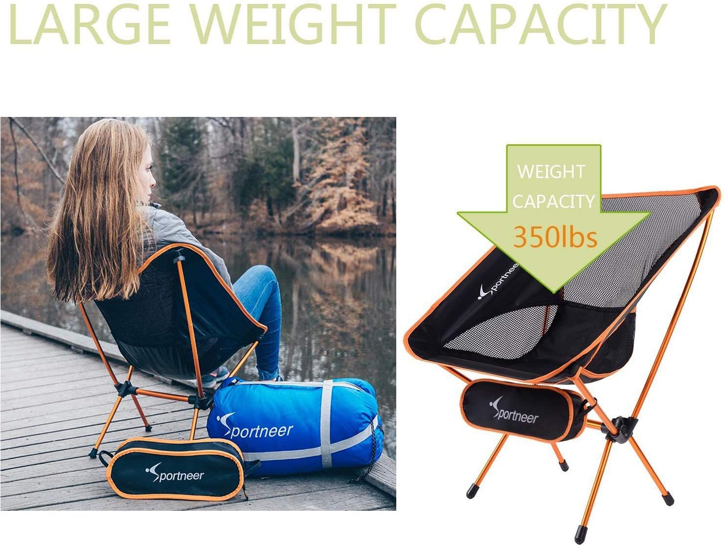 Sportneer Portable Lightweight Folding Camping Chair, 2-Pack for Backpacking, Hiking, Picnic : Sports & Outdoors