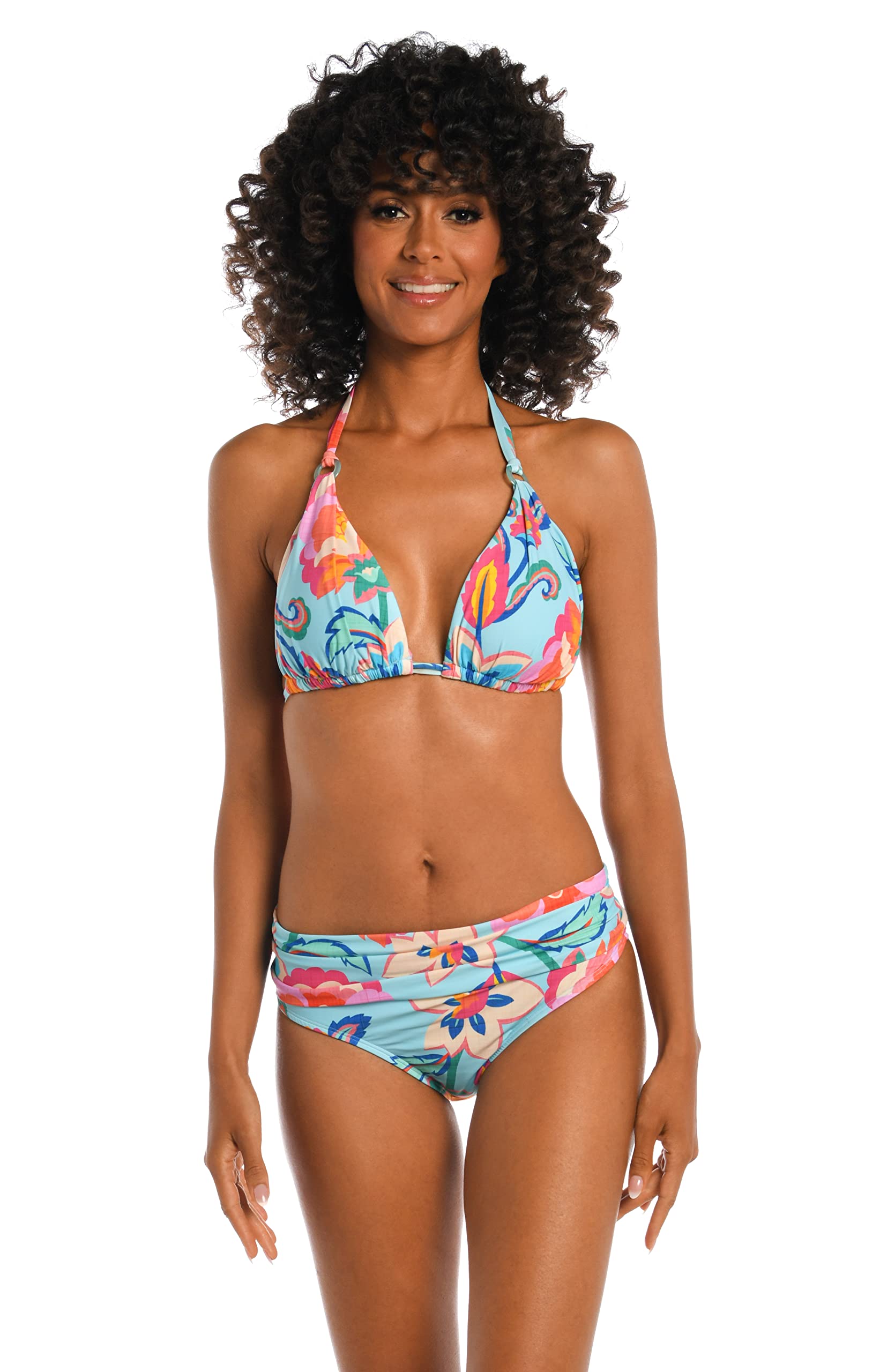 La Blanca Women’s Halter Bikini Swimsuit Top, Multi//Breezy Beauty, 16