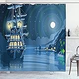 Ambesonne Nautical Shower Curtain, Detailed