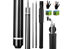 Kmise Carbon Fiber Pool Cue Stick 58", Billiard Cue Sticks 21-23oz, Low Deflection Pool Cue with 12.5mm Tip, Professional Billiard Carbon Fiber Pool Sticks for Adults