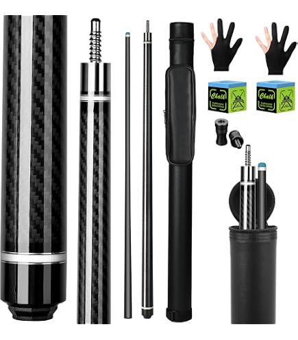 OK HEALING カリウナ！ OKHEALING Carbon Fiber Pool Cue, 58 Inch, 12.9mm, 1/3 Joint