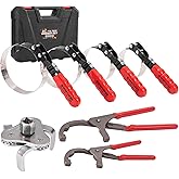 Spurtar Swivel Oil Filter Wrench Set of 7, Adjustable Wrench 2-3/4" to 5-1/4" (70-133mm), 9" & 12" Universal Oil Filter Plier