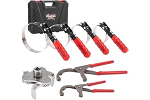 Spurtar Swivel Oil Filter Wrench Set of 7, Adjustable Wrench 2-3/4" to 5-1/4" (70-133mm), 9" & 12" Universal Oil Filter Plier