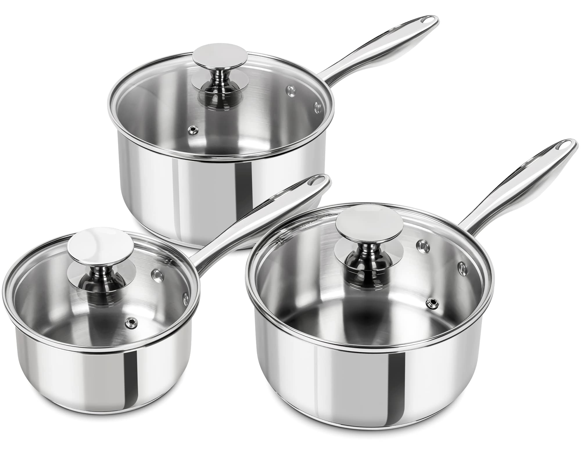 MICHELANGELO Stainless Steel Saucepan Set with Lids